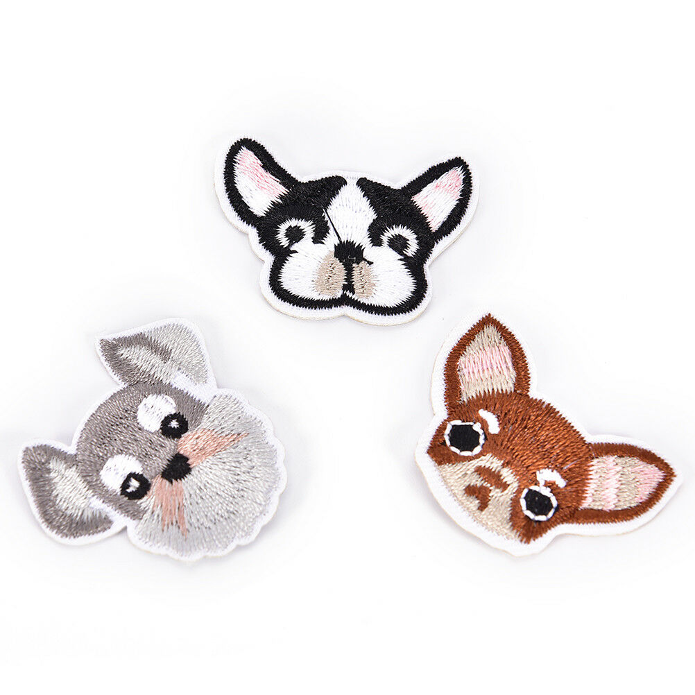 6Pc Dog Embroidered Patch Iron On Sewing Applique Badge Clothes Stickers C.l8