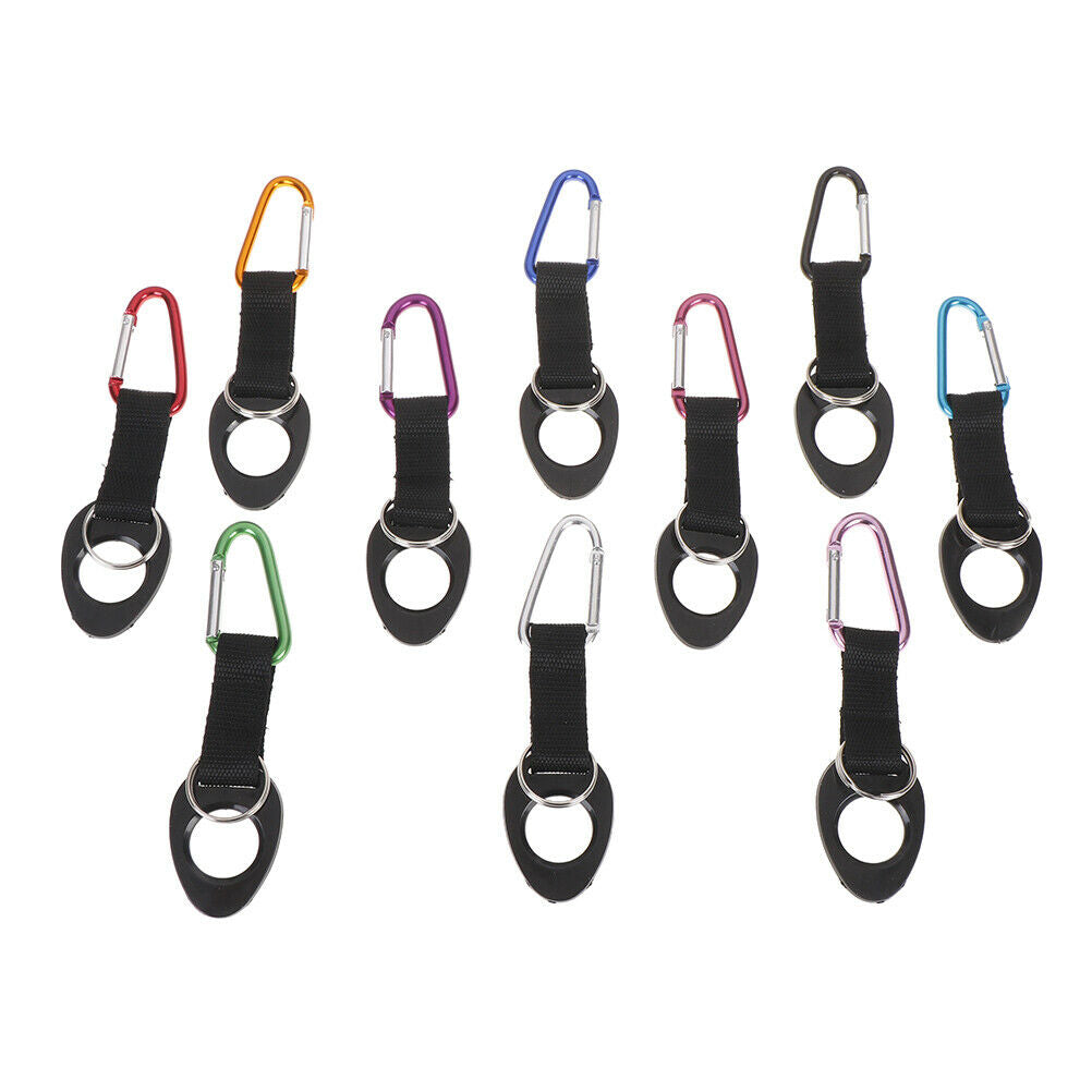 Hiking Water Bottle Holder Hook Belt Clip Aluminum Silicone Carabiner Key.l8