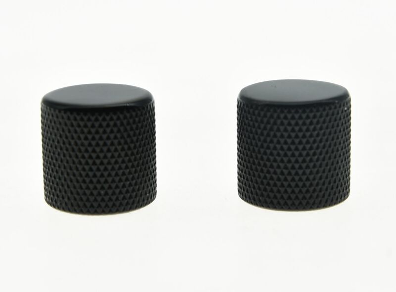 2x Black 18mm Guitar Bass Flat Top Barrel Knobs Tele Telecaster Guitar Knobs
