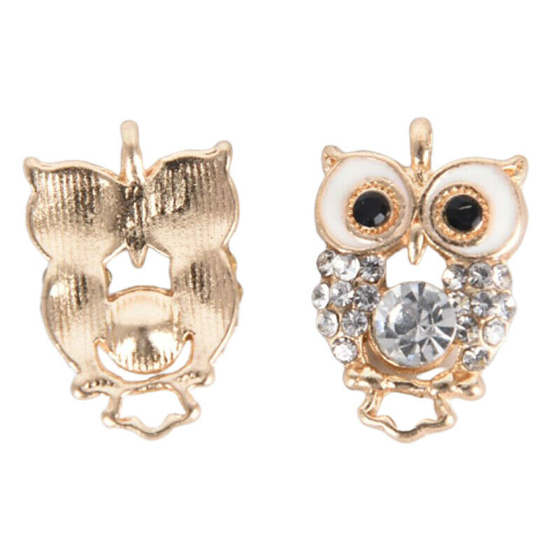 10Pcs/Set Alloy Crystal Owl Charms Pendant Jewelry Findings DIY Making Craft Lt