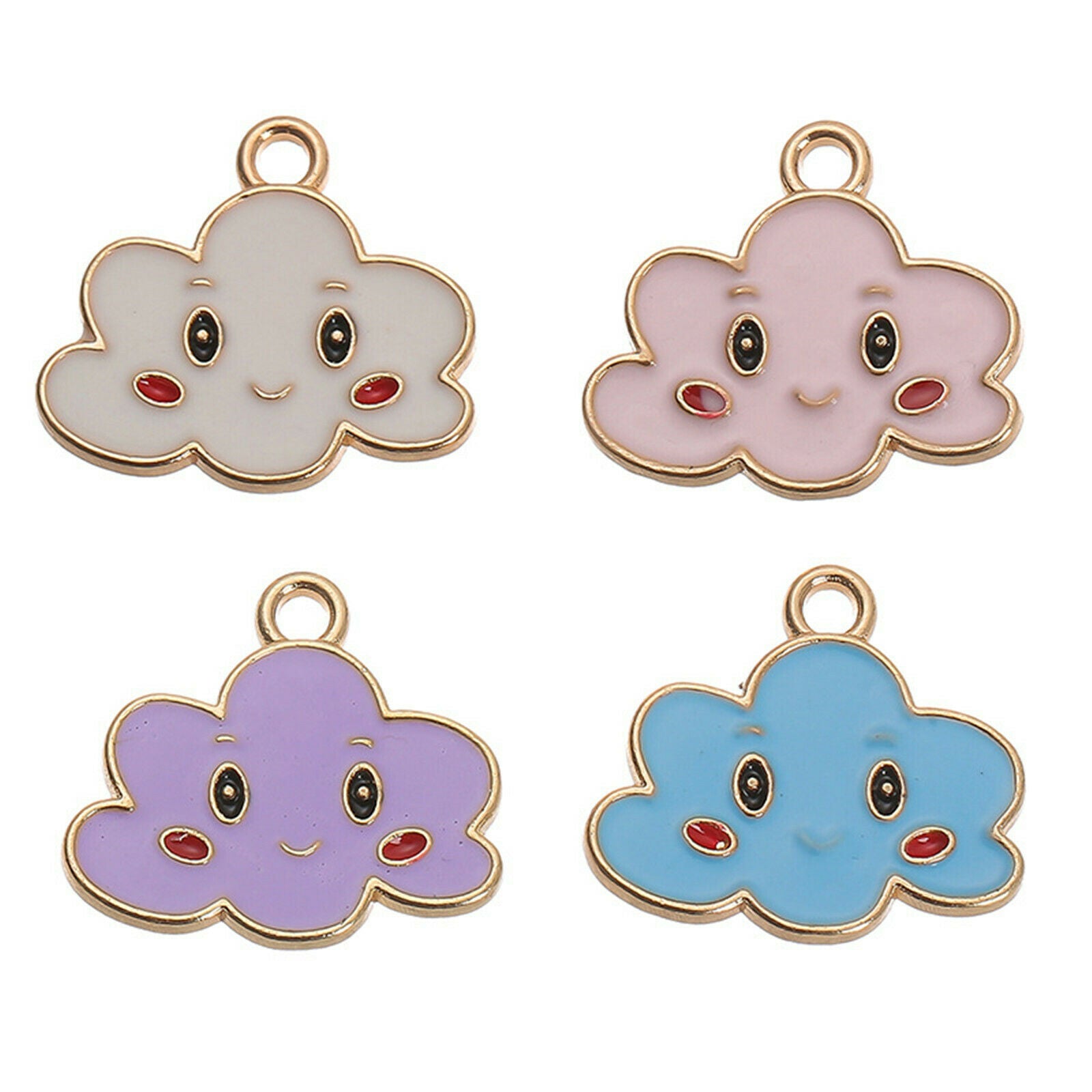 10PCS/Lot Alloy Multicolor Enamel Smile Cloud Charms Pendant DIY Findings Crafts