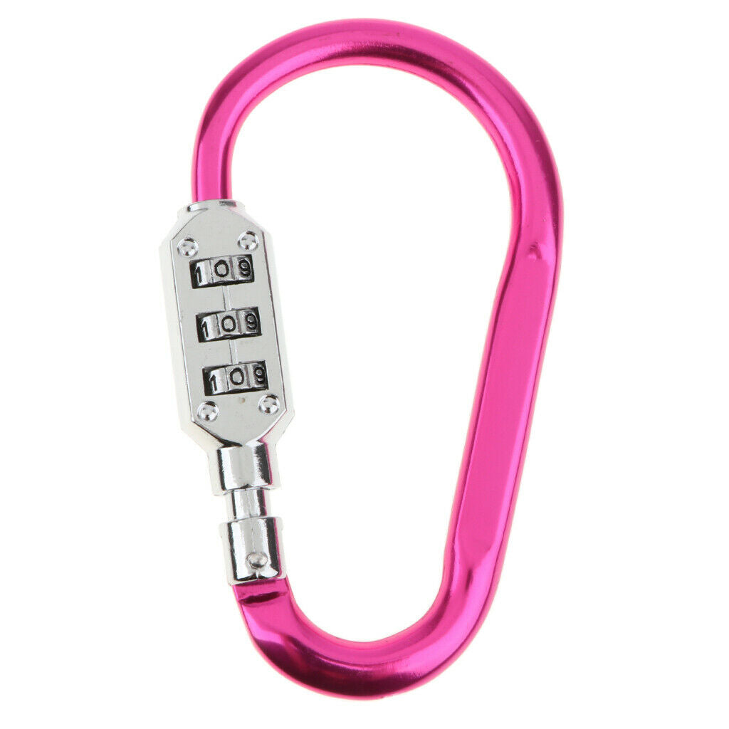 Carabiner Hook Buckle Clip Keychain with 3 Digits Combination Lock Big Rose