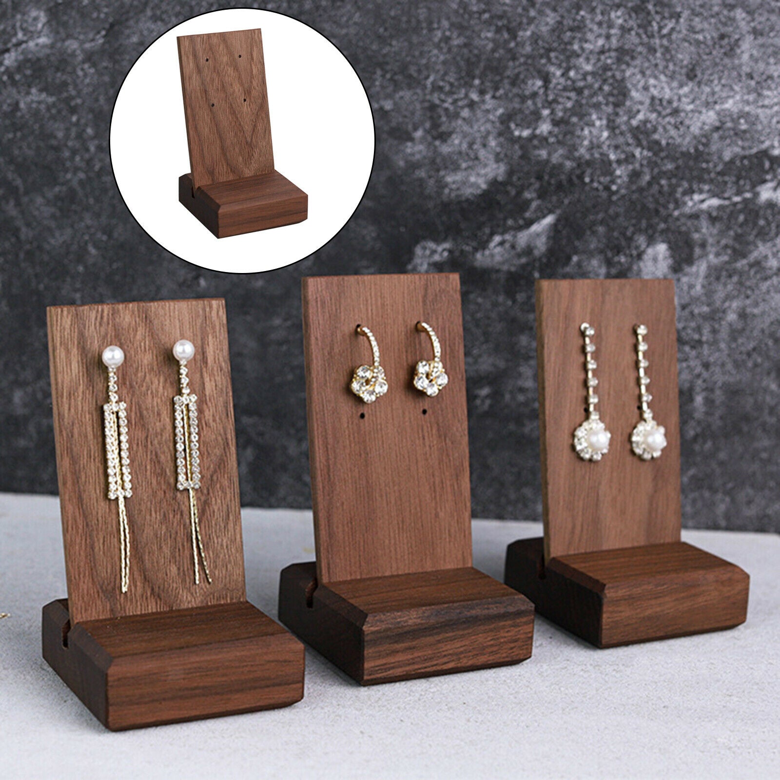 Jewelry Display Stand Shelf Photo Props for Rings Selling Photography Brown