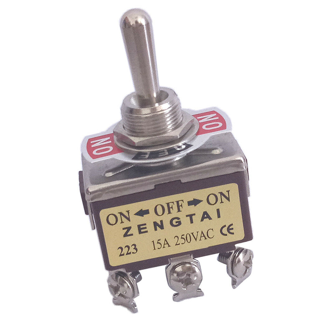 Toggle Switch, AC 250V 15 Amp, 6 Pin 3PDT On/Off/On 3 Position Mini