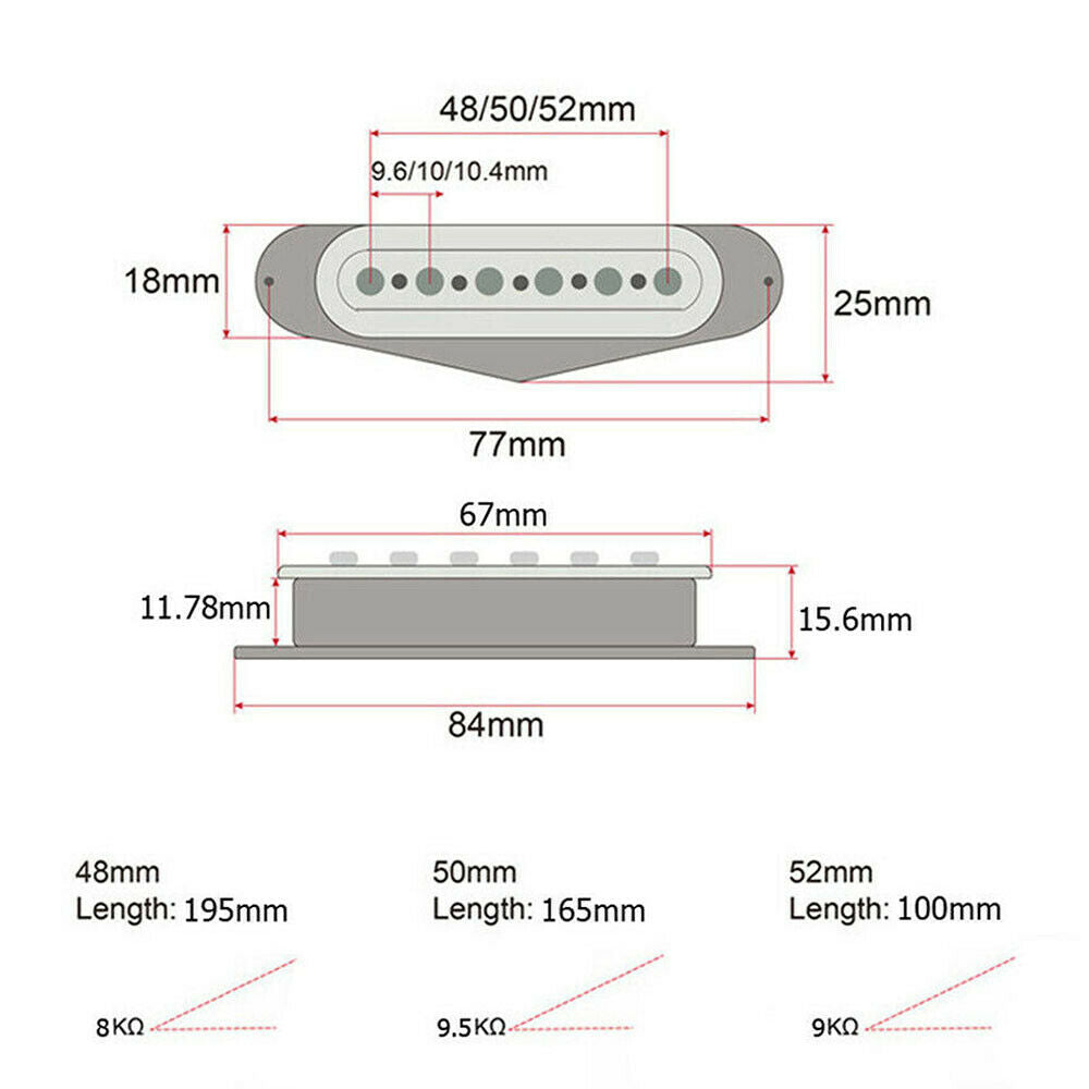 3 ceramic magnet single coil pickups for Stratocaster 50mm pitch