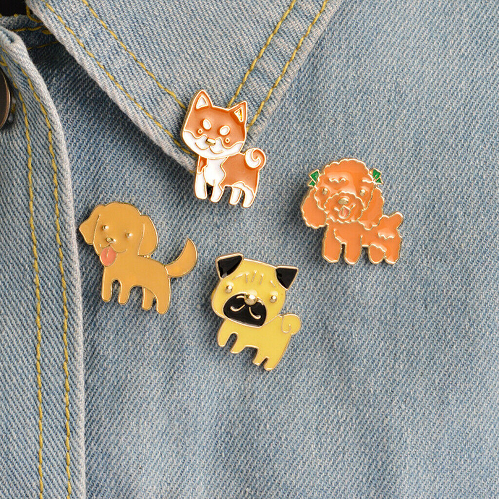 8pcs/set Cute Cartoon Dog Animal Bulldog Pins Brooches Metal Breastpin Party