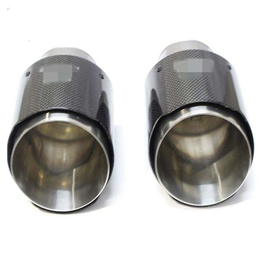 3" 76mm Inlet Real Carbon Fiber Stainless Steel Car SUV Exhaust Muffler Pipe Tip