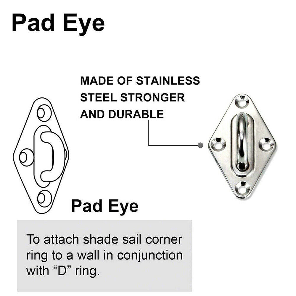 6mm Stainless Steel Shade Canopy Sun Sail Fixing Fittings Hardware Accessory Kit