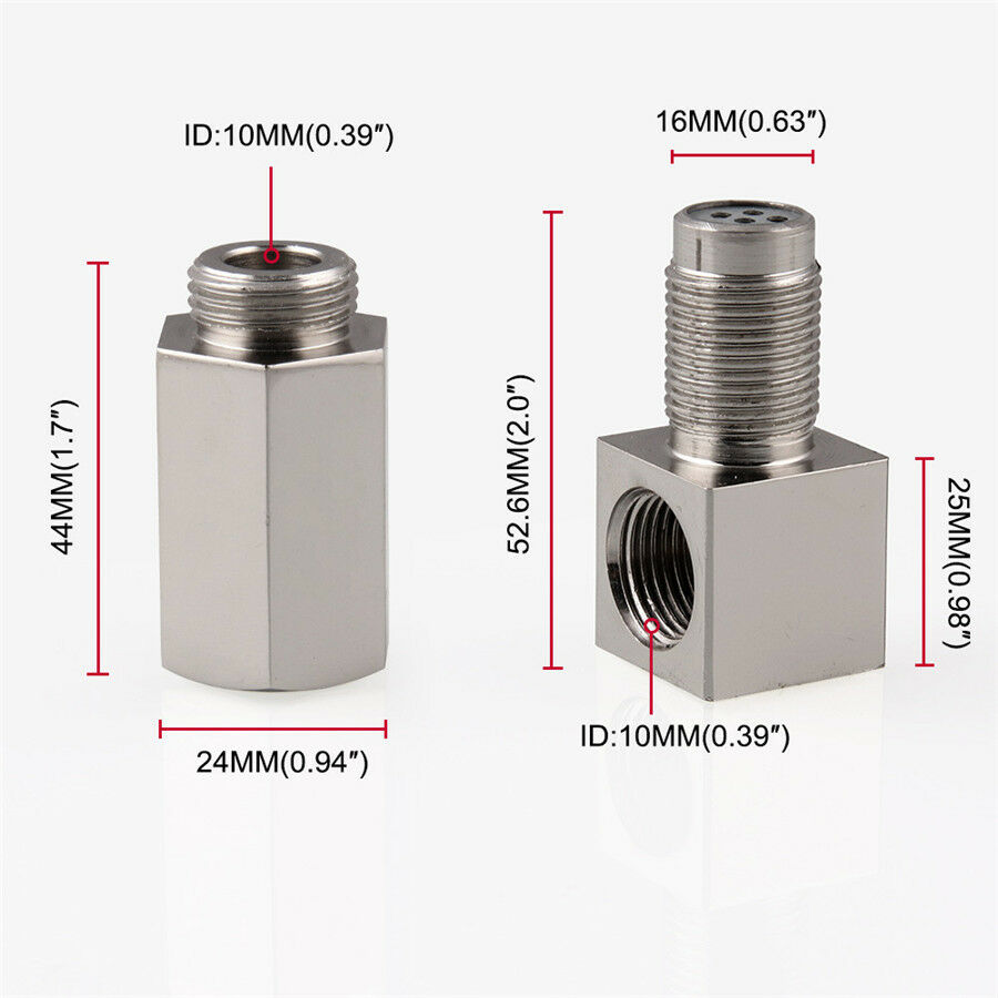 90° O2 Oxygen Sensor Spacer Engine Light CEL Check Bung Mini Catalytic Converter