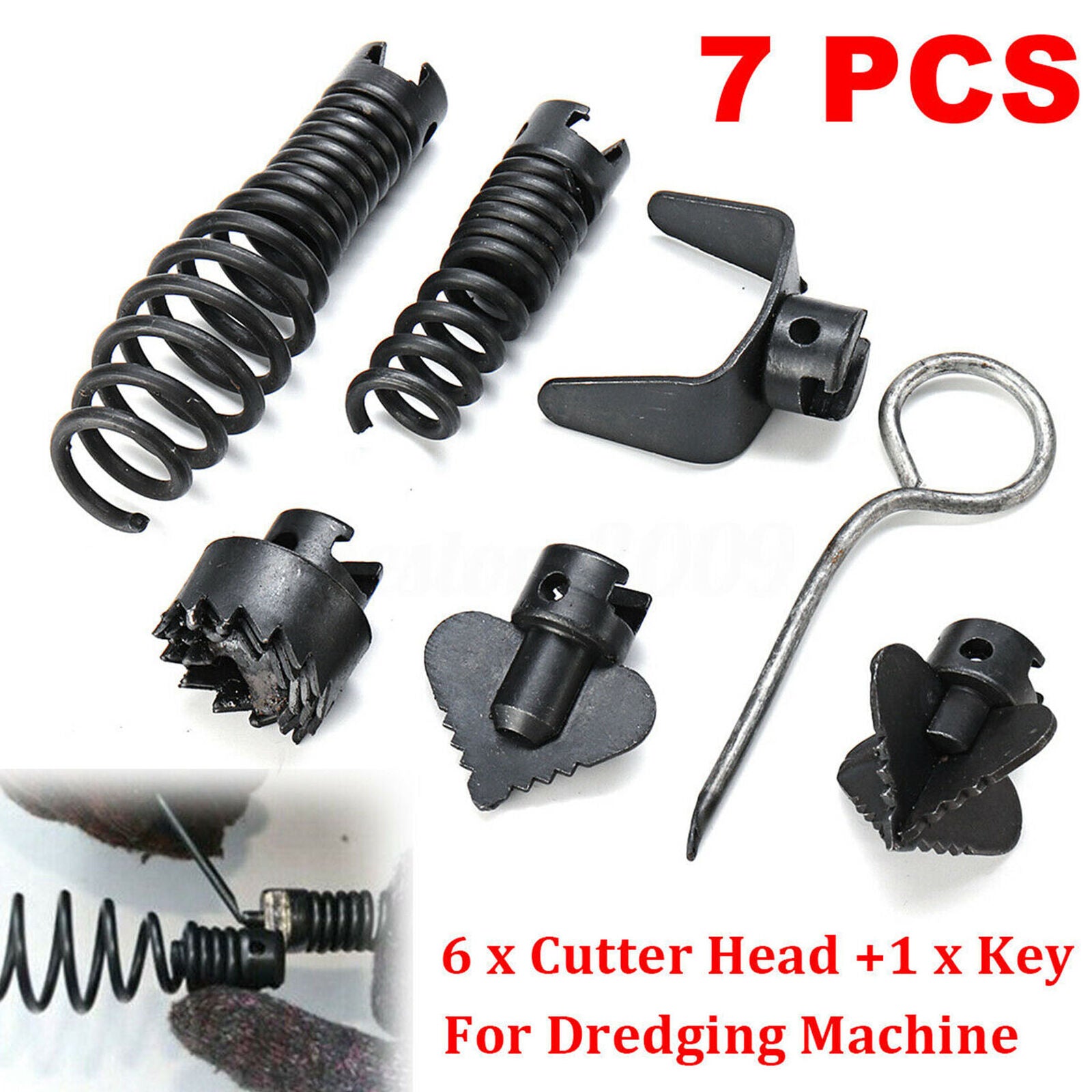 7Pcs Drain Cleaner Combination Cutter Head For Dredger 16mm Manganese Steel