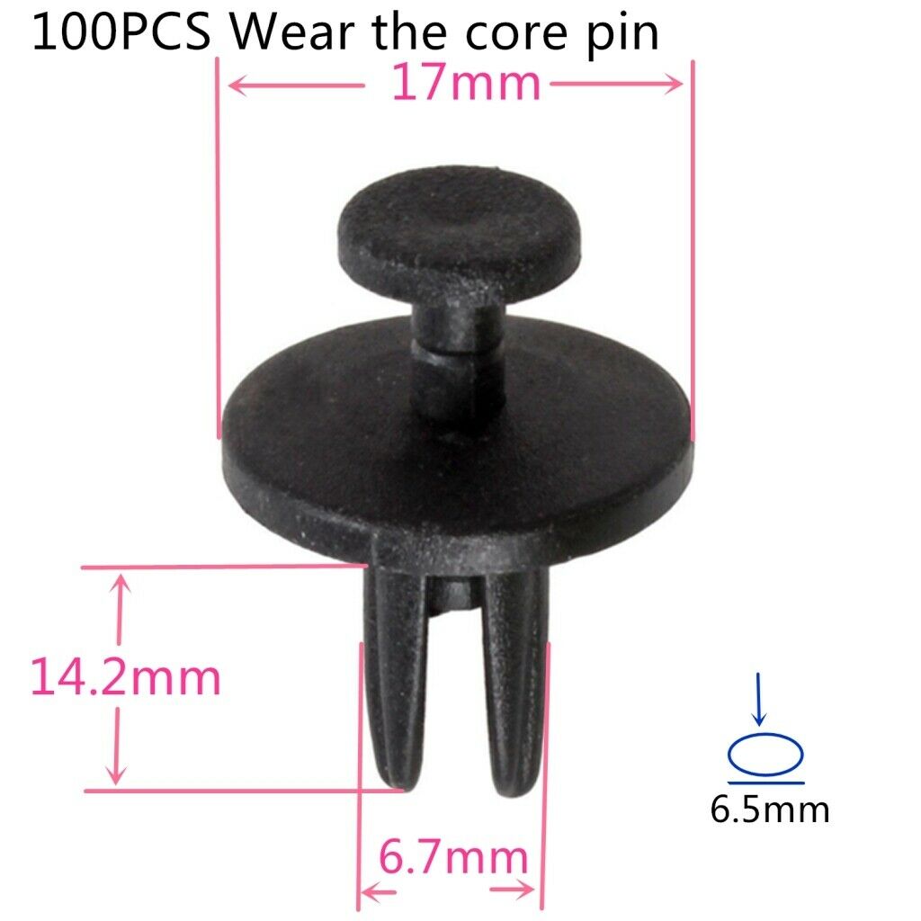 100Piece Car Door Fastener  Bumper Rivet Mouldings Trim Push Clips