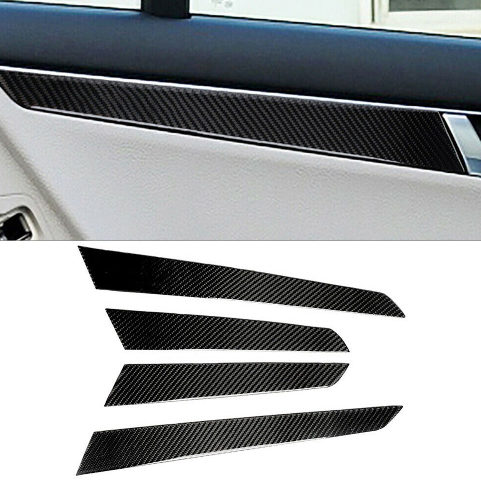 4Pcs Carbon Fiber Interior Door Panel Cover Trim For Mercedes-Benz W204 2007-13
