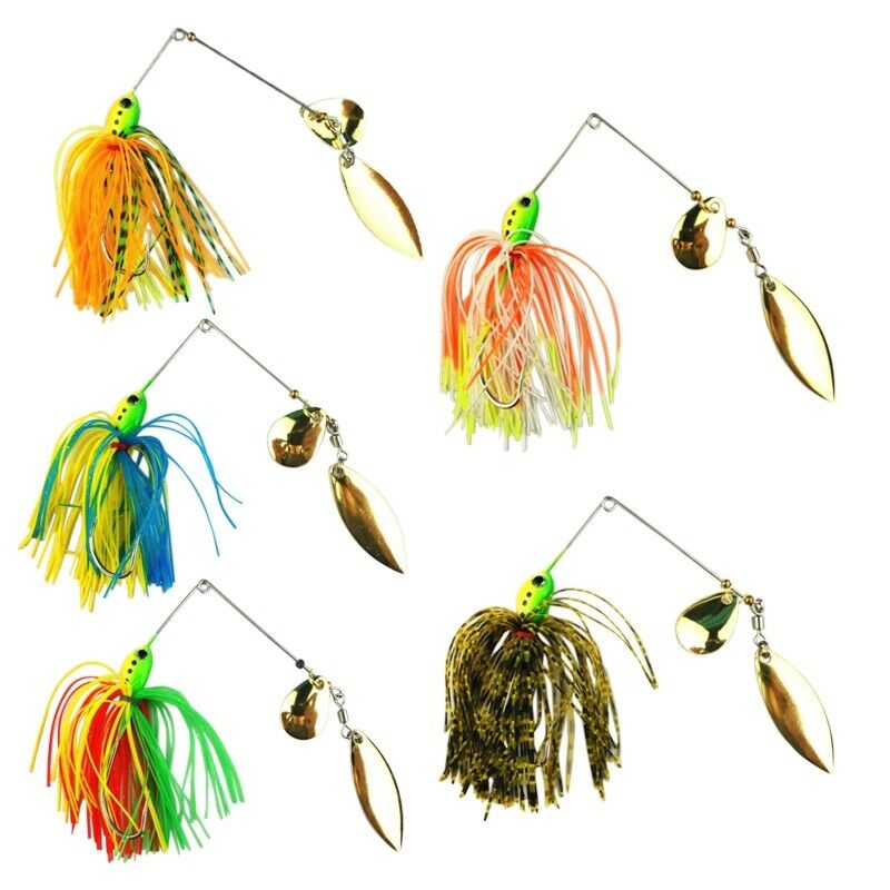 5pcs/set Buzzbait Fishing Lure Spinner Bait Jigs Leadhead Sharp Hooks New