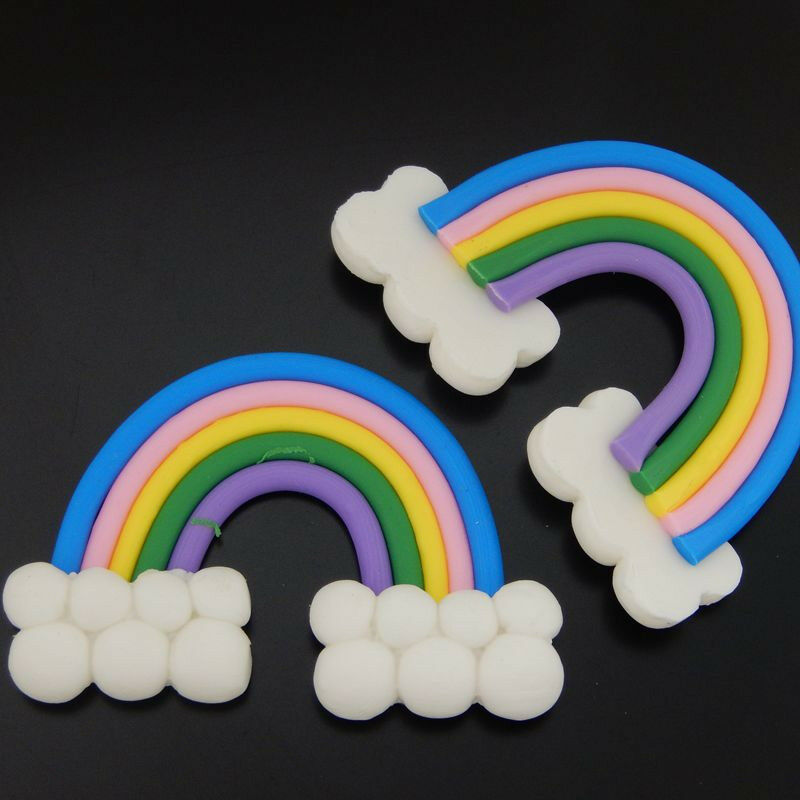12 pcs Clay Rainbow Cabochons Flat Back Embellishments Craft Making Art Decors
