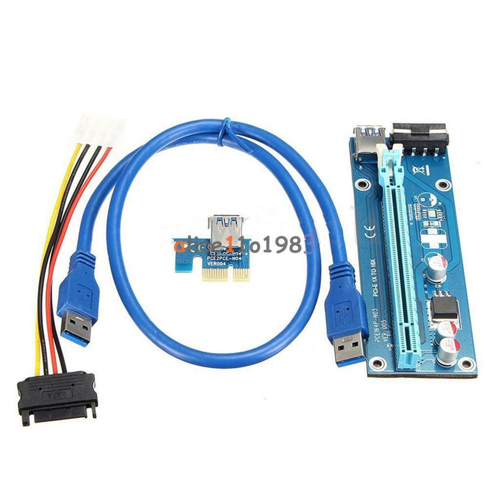 USB 3.0 PCI-E 1x to 16x Powered Extender Riser Adapter Card w/ Cable for Bitcoin