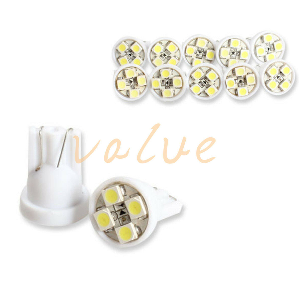 10Pcs 12V White T10 1210 4SMD 4LED W5W 501 LED Side Door Wedge Lights