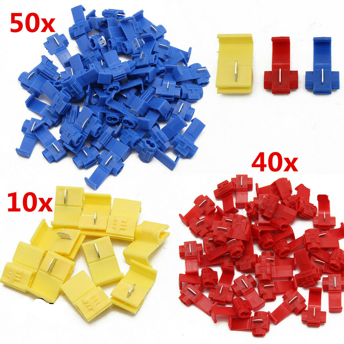 100PCS Lock Wire Cable Connectors Quick Splice Terminals Crimp Tool