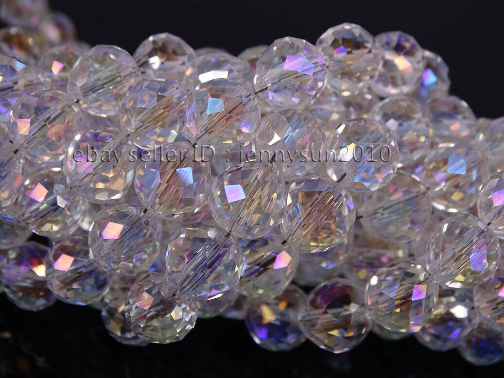 Czech Crystal Faceted 8mm Round Strawberry Spacer Loose Beads Strand Clear AB