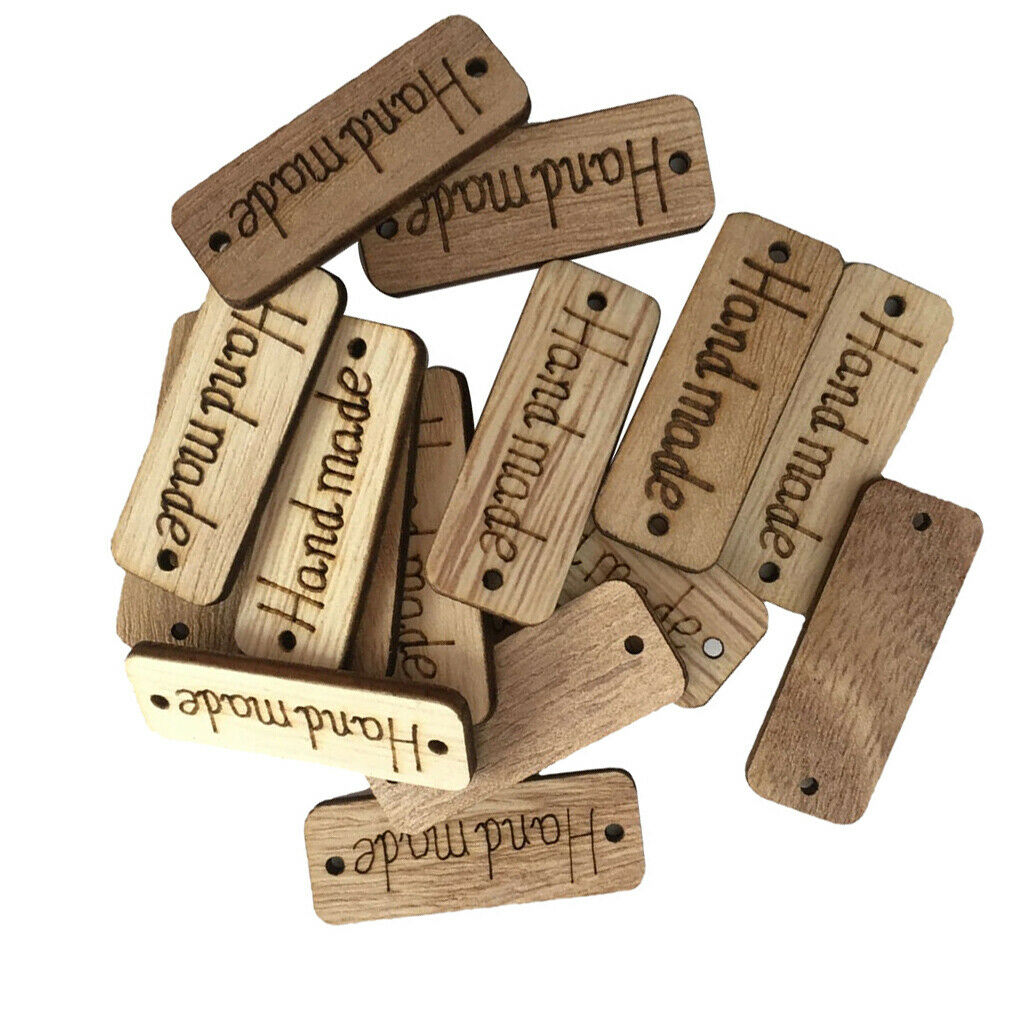 100Pcs Creative DIY Wooden 'Handmade' Lettering 2-HoleS sewing Scrapbooking