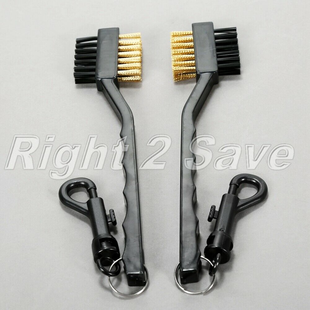 1Pair 2 Sided Brass Wire Nylon Golf Club Brush Groove Ball Cleaner Clip Kit Tool