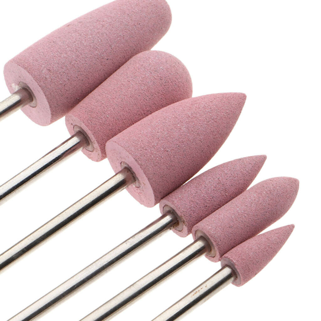 6pcs Silicone Nail Art Drill Bit 3/32â€™â€™ Cuticle Cleaner Electric Files Manicure