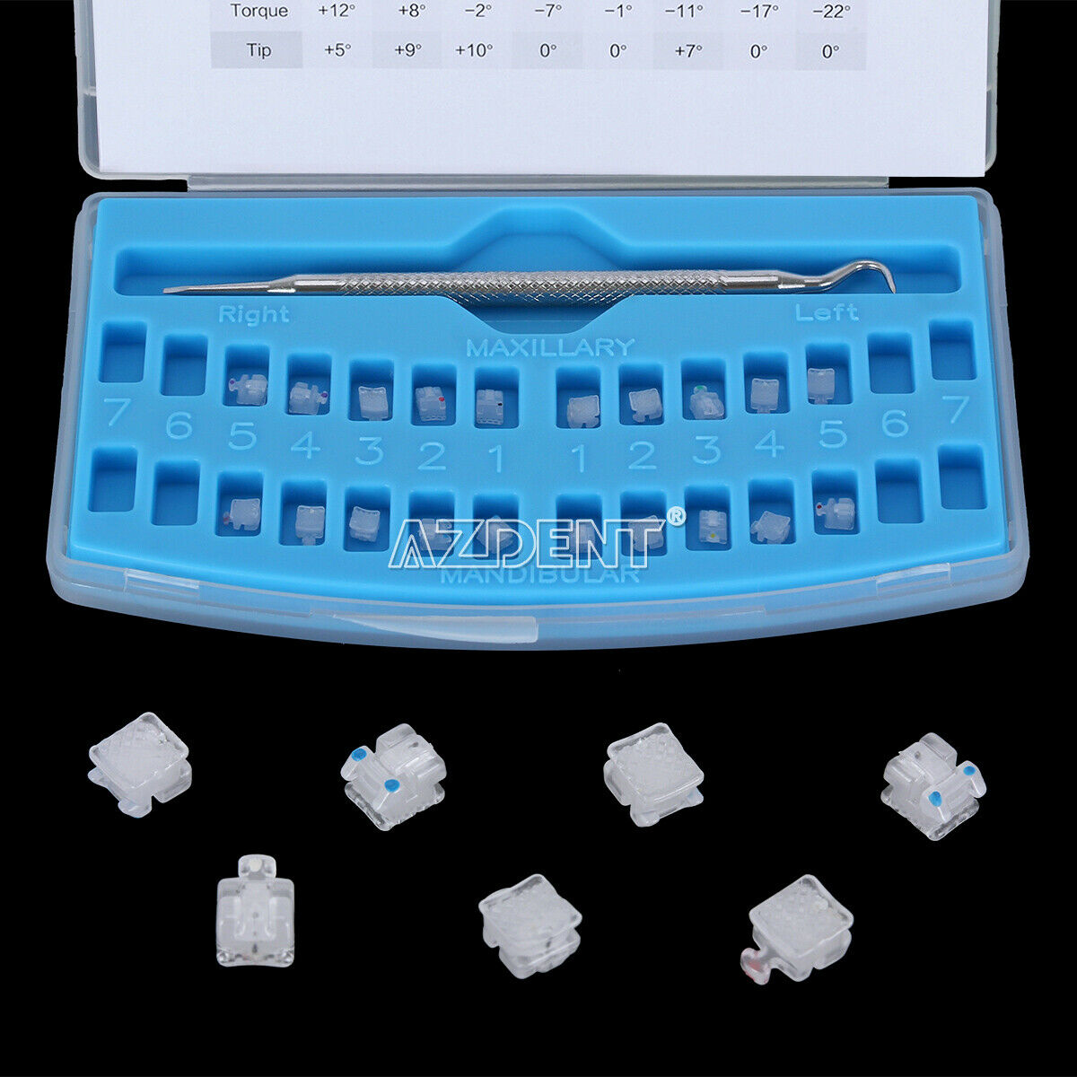 Dental Ortho Self Ligating Clear Ceramic Brackets Roth 022 Hook 345 &Tool AZDENT