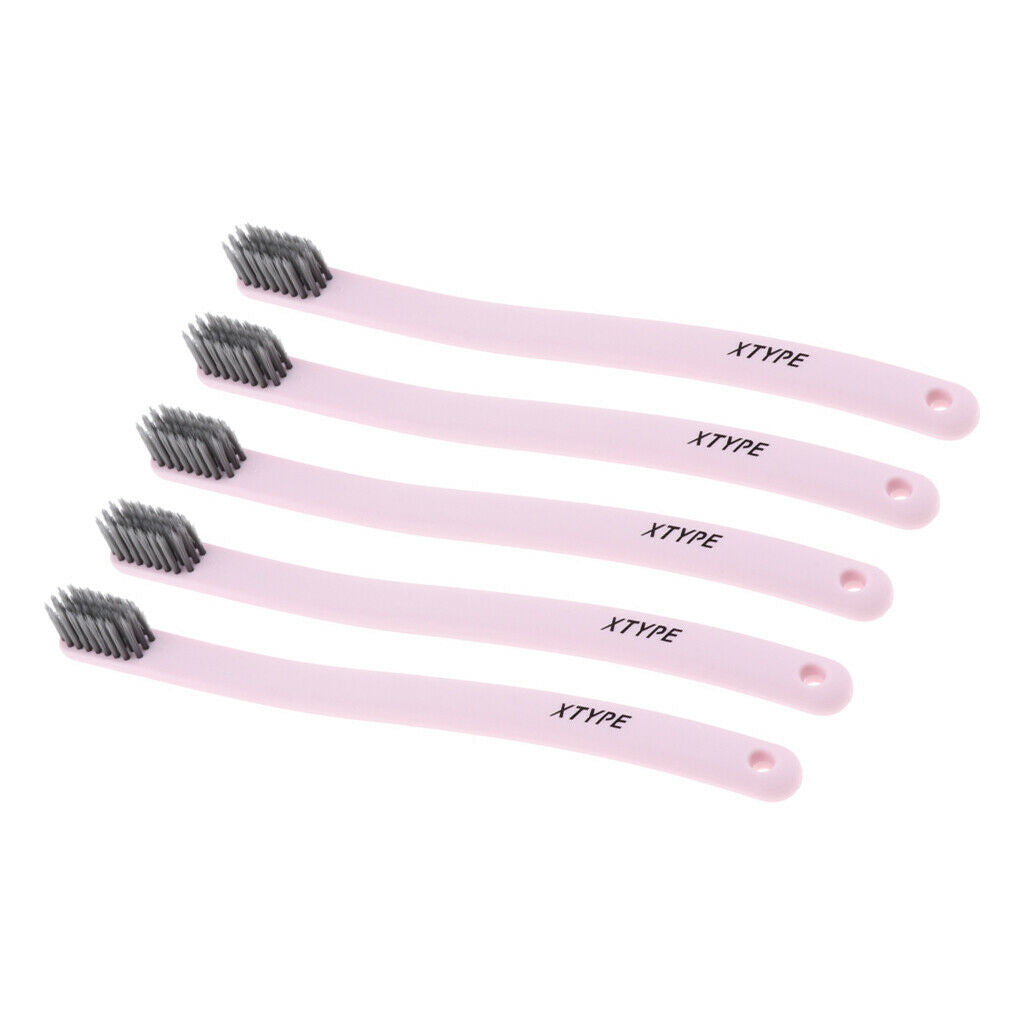 5pcs Adults Soft-bristle Toothbrush Couples Travel Tooth Brushes Pink