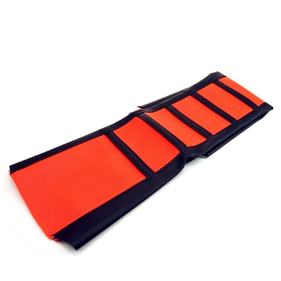 1PC Motorcycle Scooter Black Ribs Red Top Stretchy Rubber Seat Cover Protector