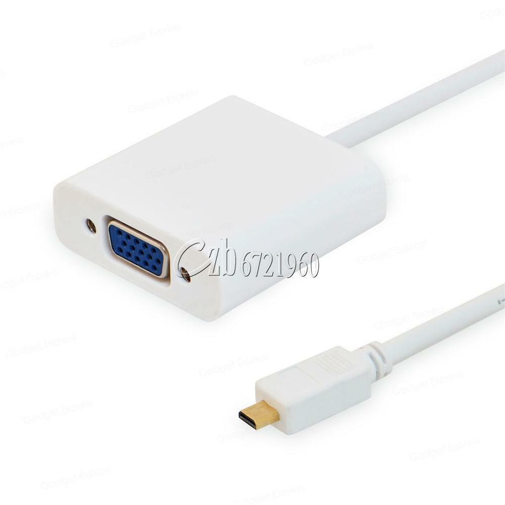 White 1080P PC DVD HDTV HDMI Male to VGA Female Converter Adapter Cable