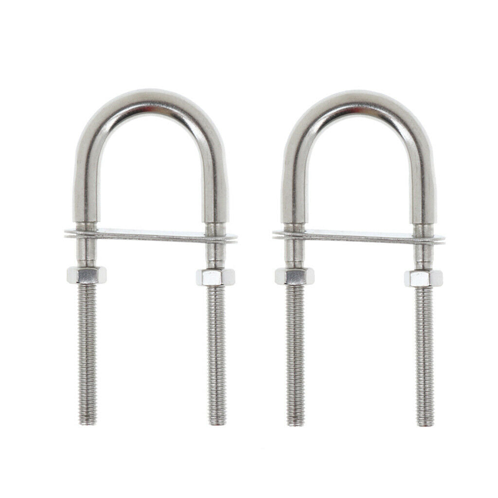 2 Pcs Marine Stainless Steel Heavy Duty Bow Eye with Safety Lock Nut (M6) Stock
