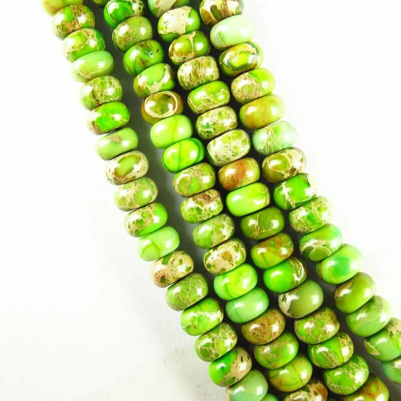 6x4mm Light Green Manmade Sea Sediment Jasper Rondelle Loose Bead 15.5 " 611DHS