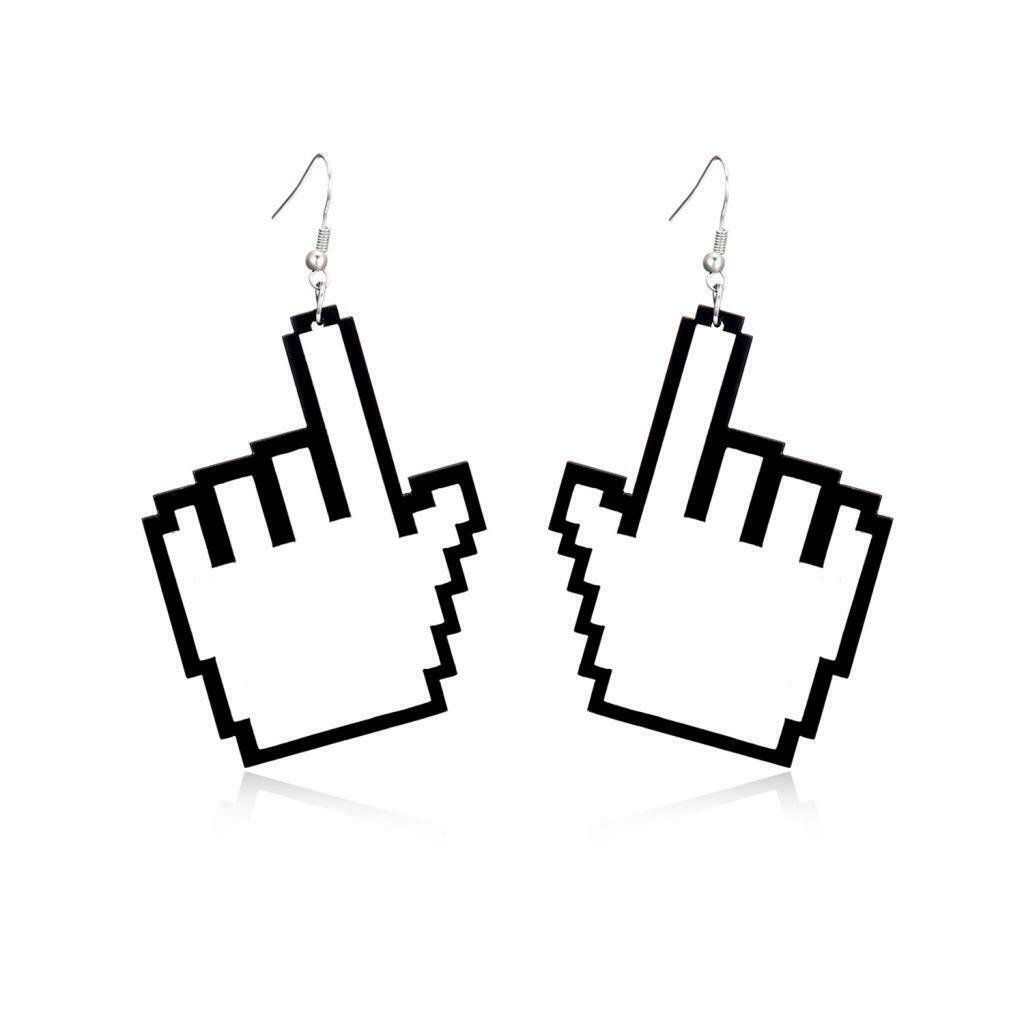Hip Hop Cool Gesture Pendant Fish Hook Earrings Fashion Evening Club Jewelry