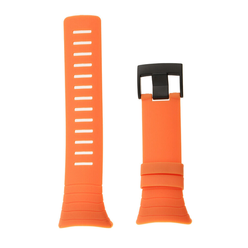 Silicone Watch Band Stainless Steel Tang Buckle 24mm for Suunto Core Orange