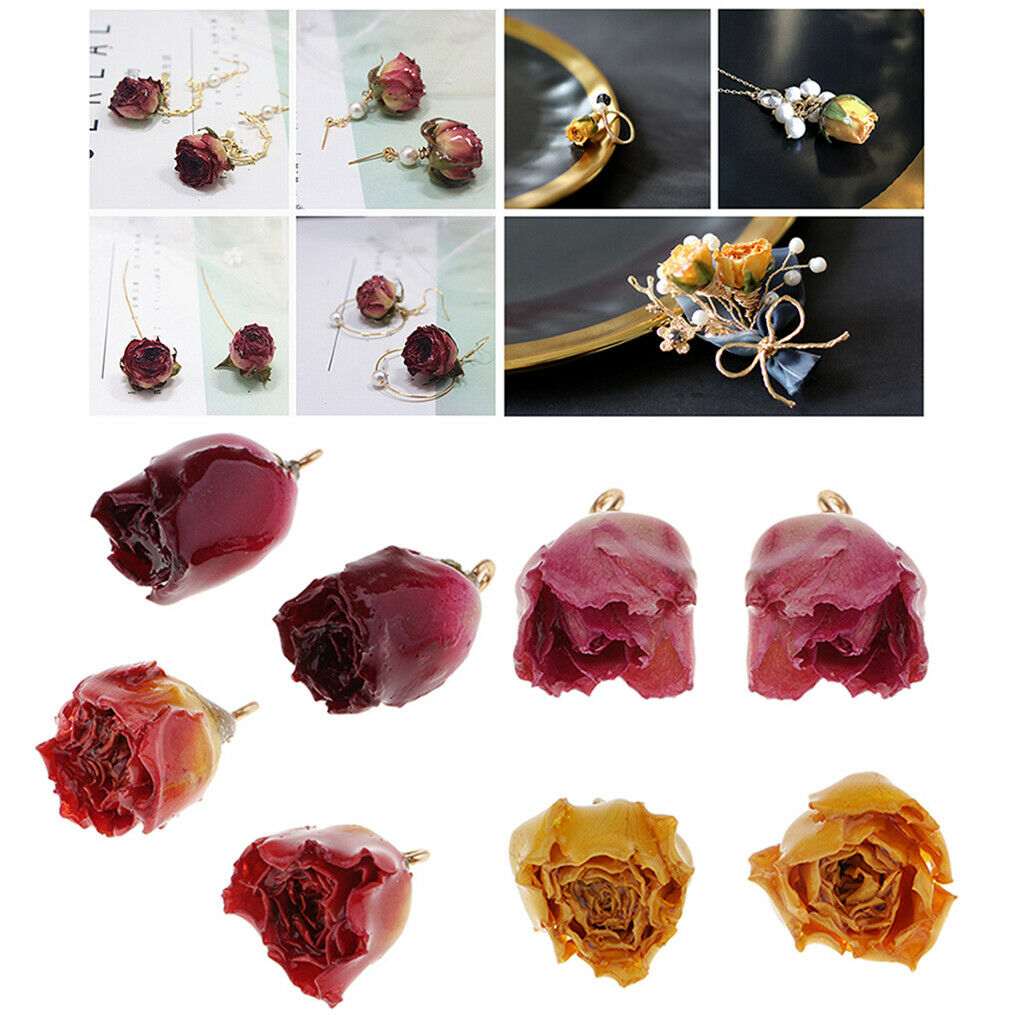 8Pcs   Real   Dried   Rose   Charms   Flower   Pendants   for   DIY   Jewelry