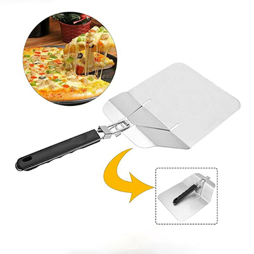 Stainless Steel Pizza Shovel Pies Folding Handle Cutter Kitchen Cake Spatula