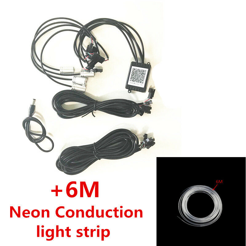6M RGB LED Car Interior Neon EL Strip Light Sound Active Bluetooth Phone Control