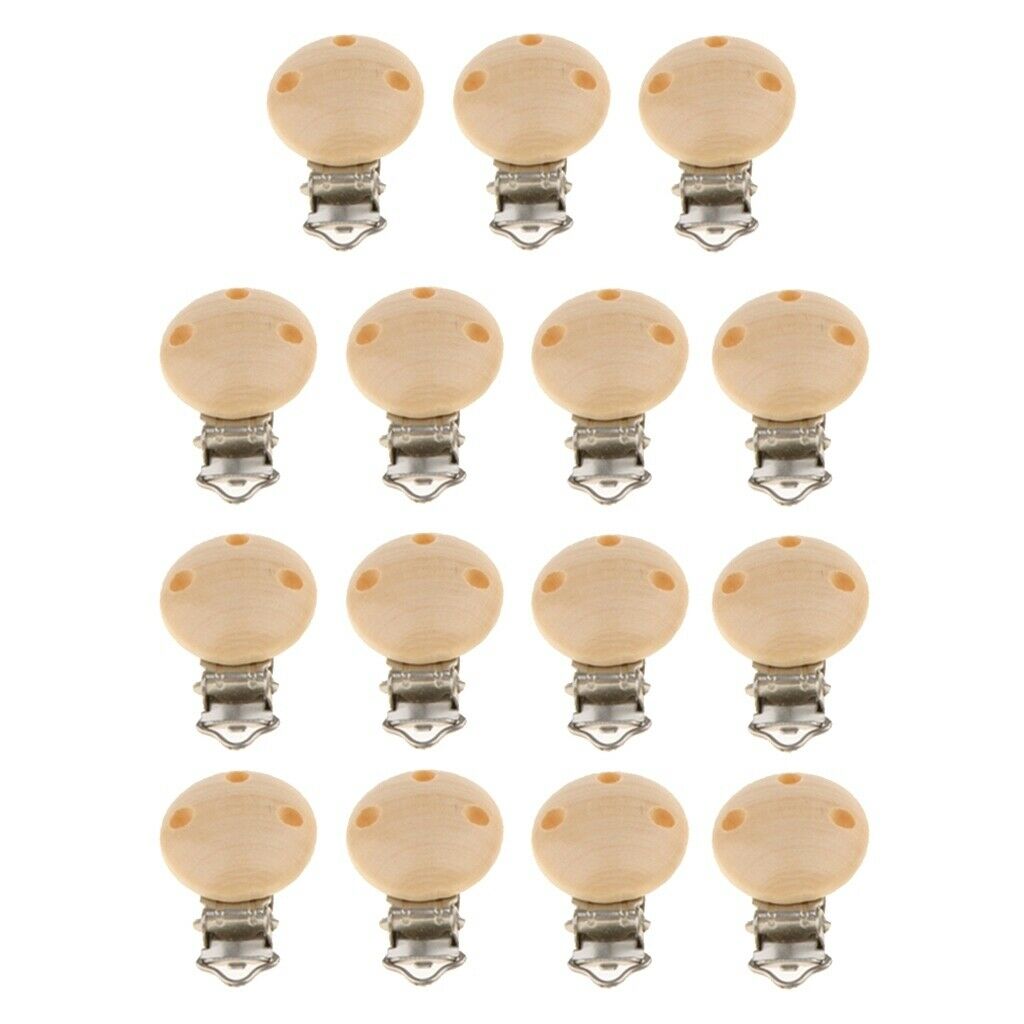 Baby Wooden Pacifier Clips Nursing Pacifier Clips Chewable Holes Natural