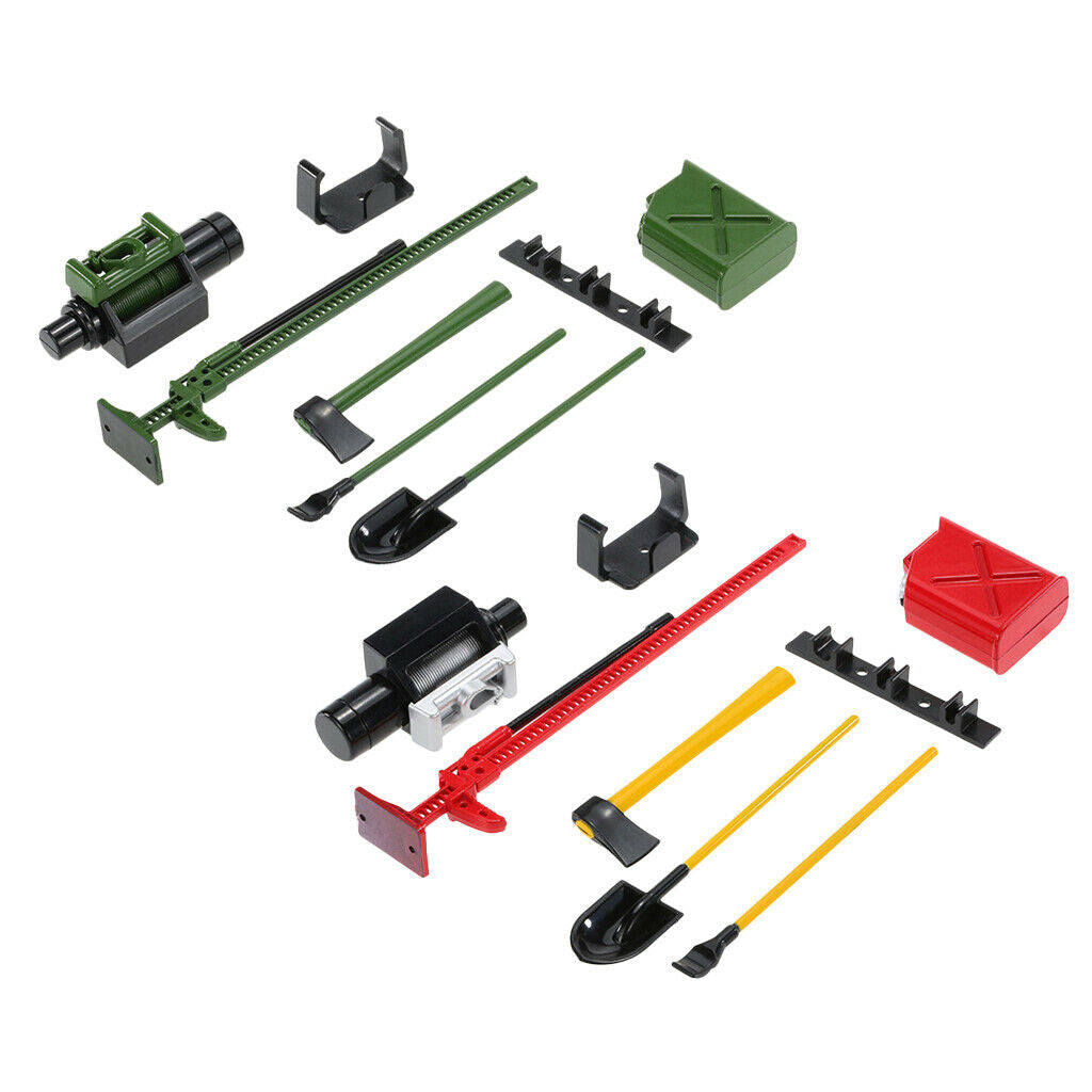 1/10 RC Crawler Car Roof Rack Cool Decor Accessories Tools Set red+yellow