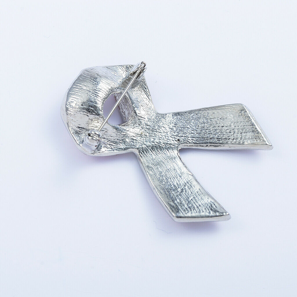 Bow Knot Style Pink Crystal Ribbon Brooch Pin Women Men Corsage Jewelry