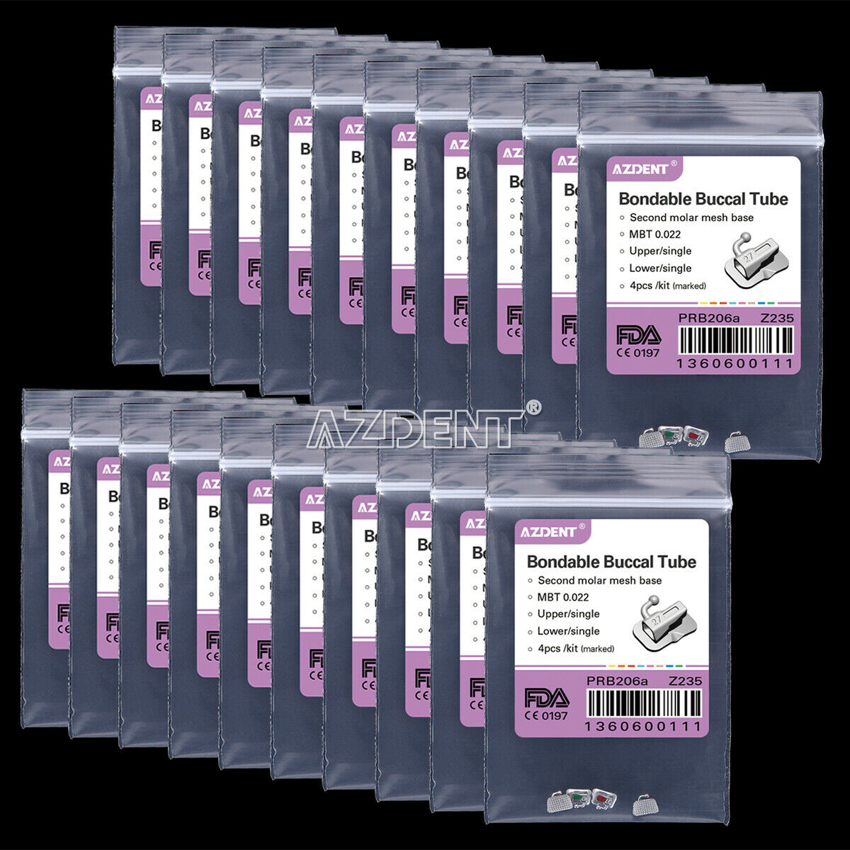 50X Dental Orthodontic 2nd Molar Buccal Tube Bondable Non-Convertible MBT 0.022