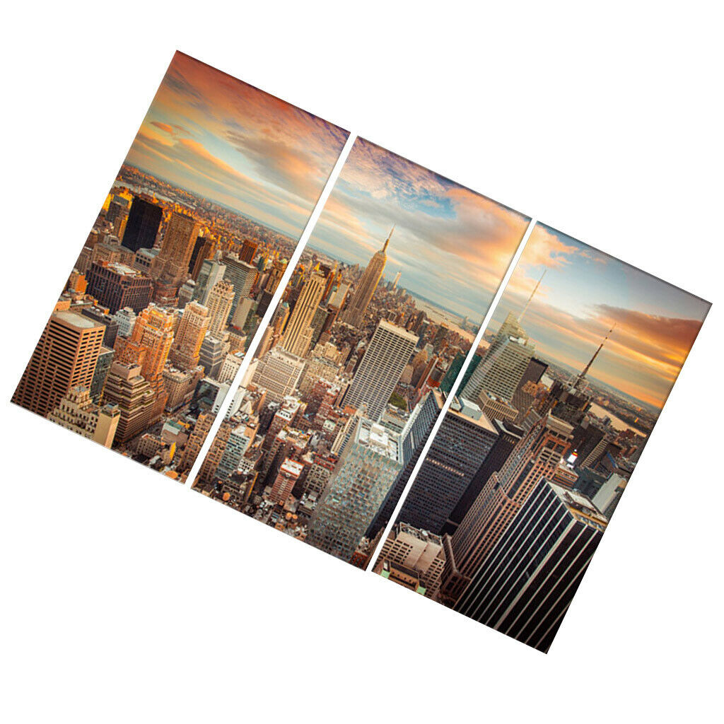 New York Sundown Canvas Art Print, Large Wall Art City Landscape Art