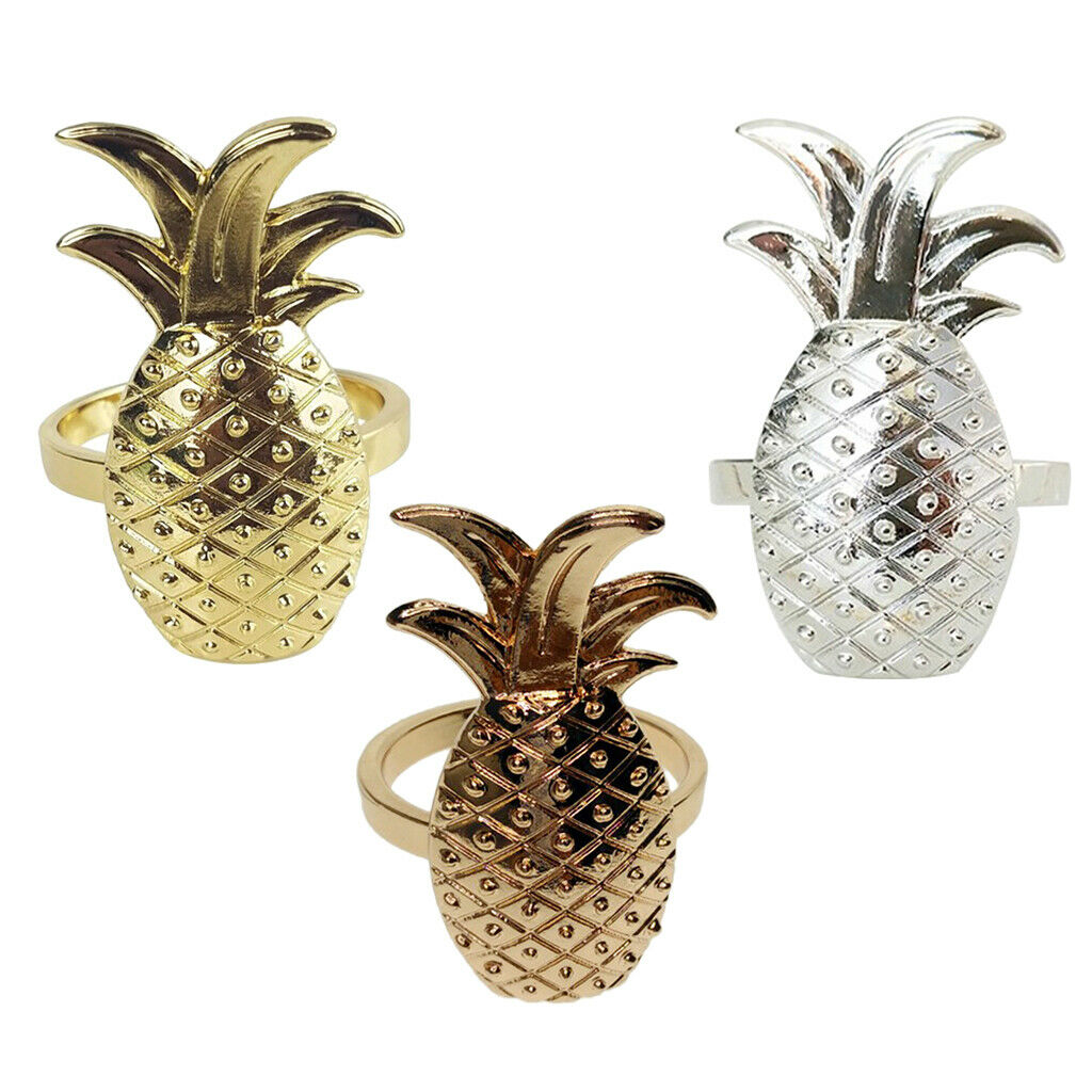 2Pcs Aluminium Fruit Shape Pineapple Dinner Napkin Rings Holders For Hotel