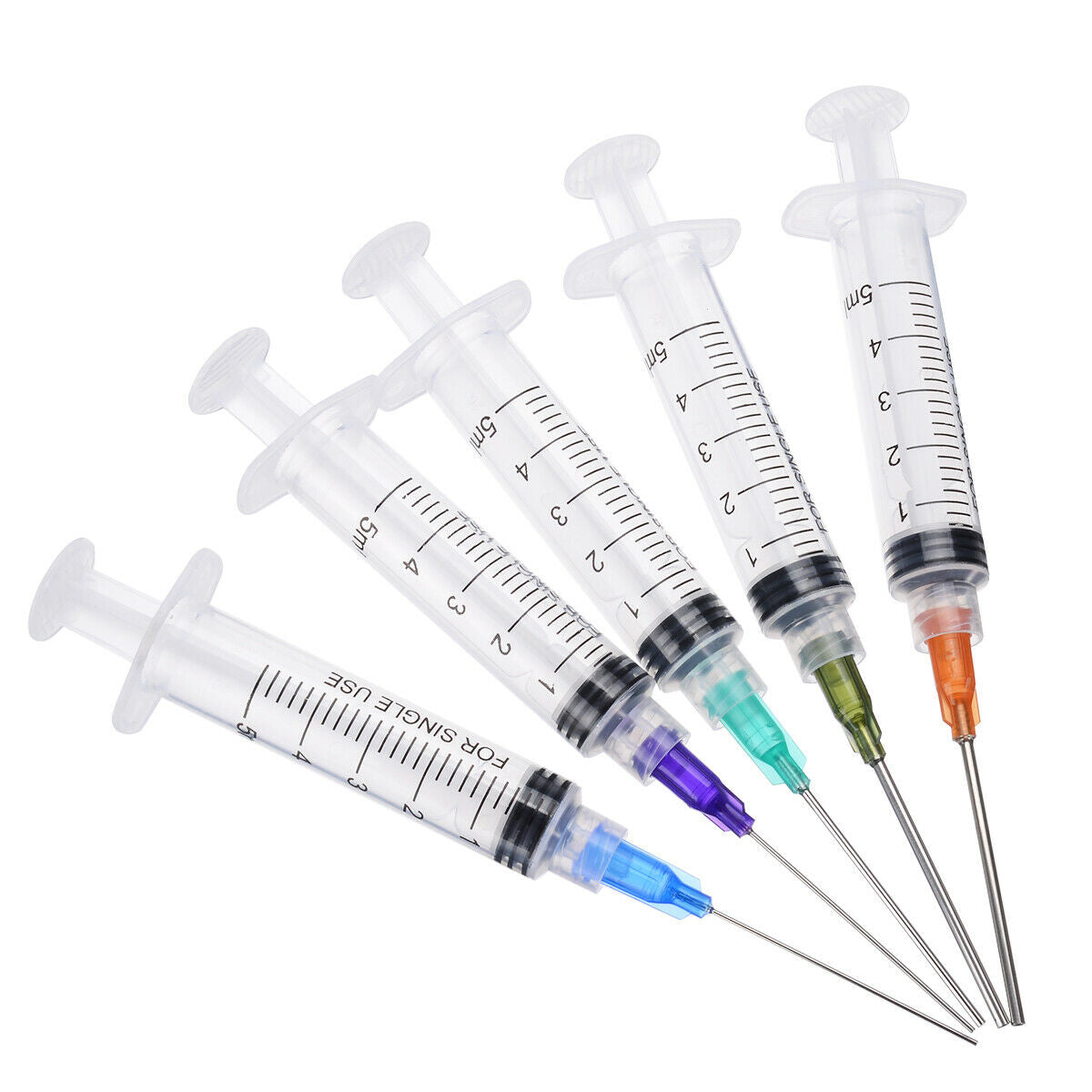 5x 5ml Syringe Crimp Sealed-Blunt Chemical Tips 1.5'' For Liquid Glue Oil Ink
