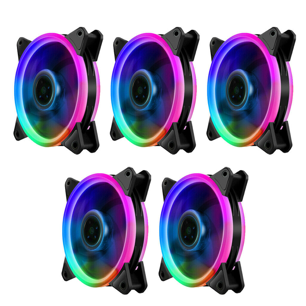 5-Pack 4-Color 12CM LED Computer Case Cooling Fan for PC