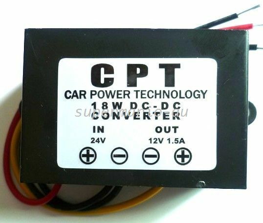 DC-DC Converter Buck Step-Down Waterproof Car Power Supply 24V to 12V 1.5A
