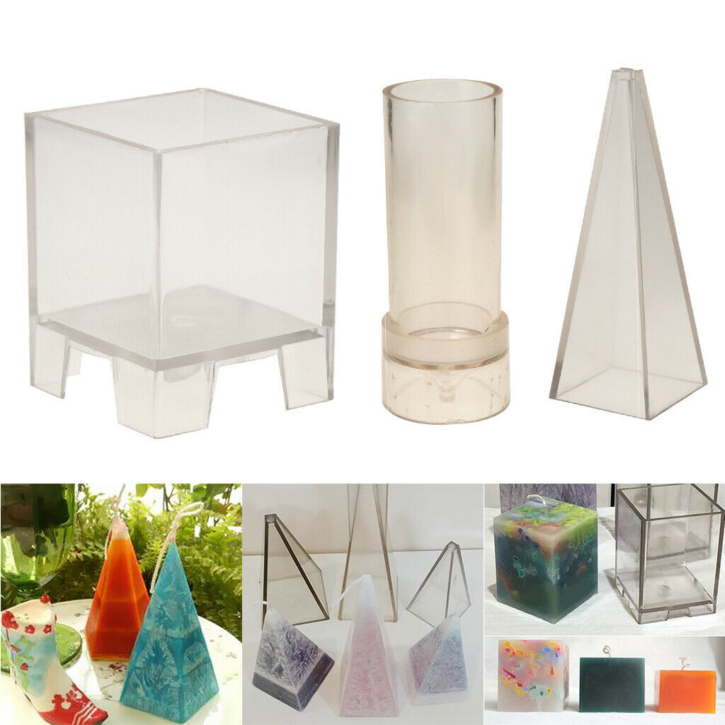 Blesiya 3x DIY Candle Mold Pyramid Square Cylinder Shape Candle Making Mould