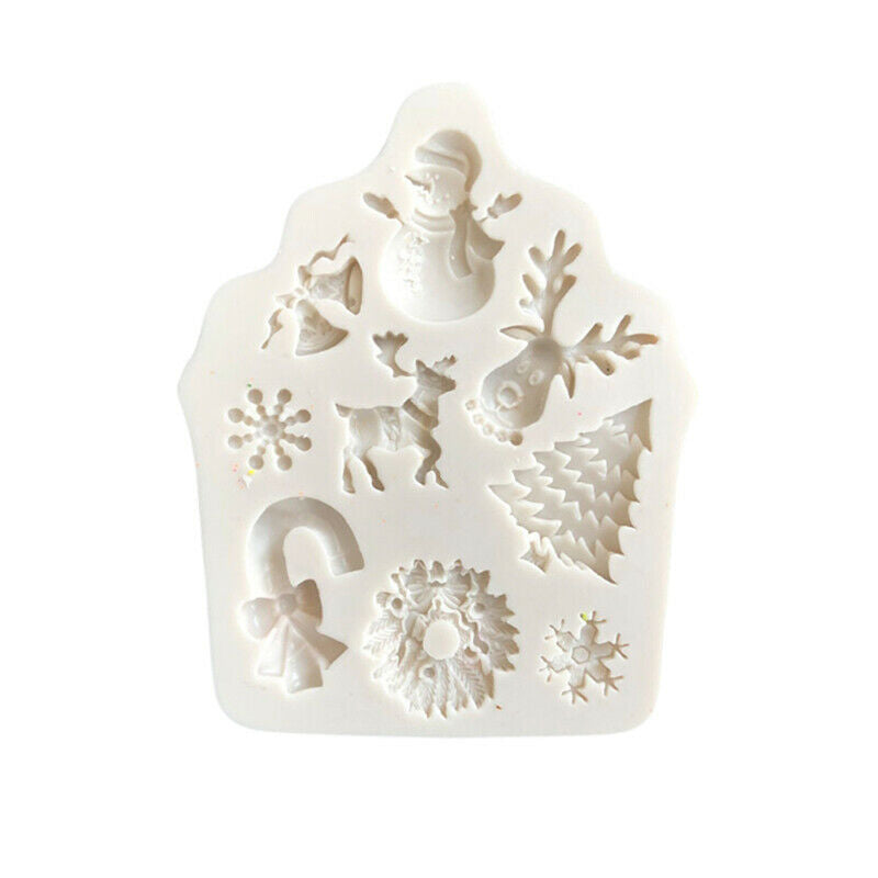 Silicone Christmas Tree Elk Snowman Snowflake Cutter Mold DIY Baking Cake.l8