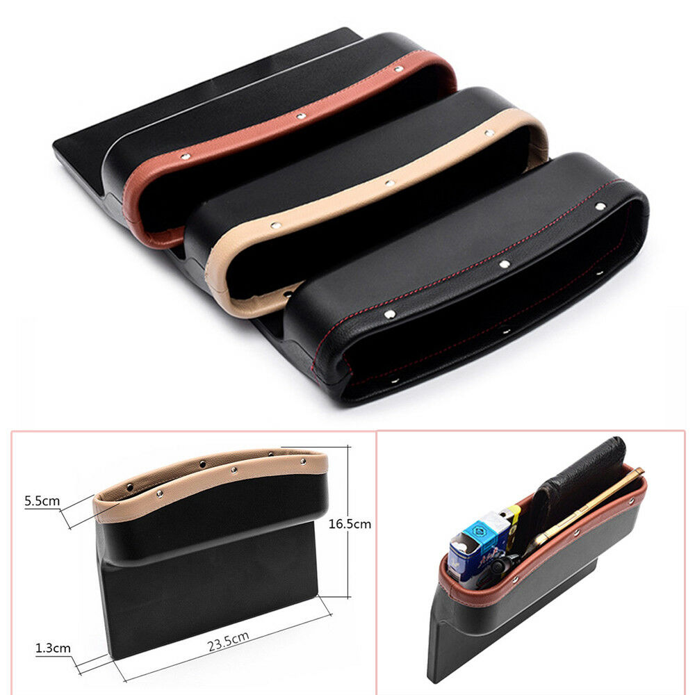 Car Seat Slit Crevice Pocket Storage Organizer Catch Catcher Holder Box  Leather