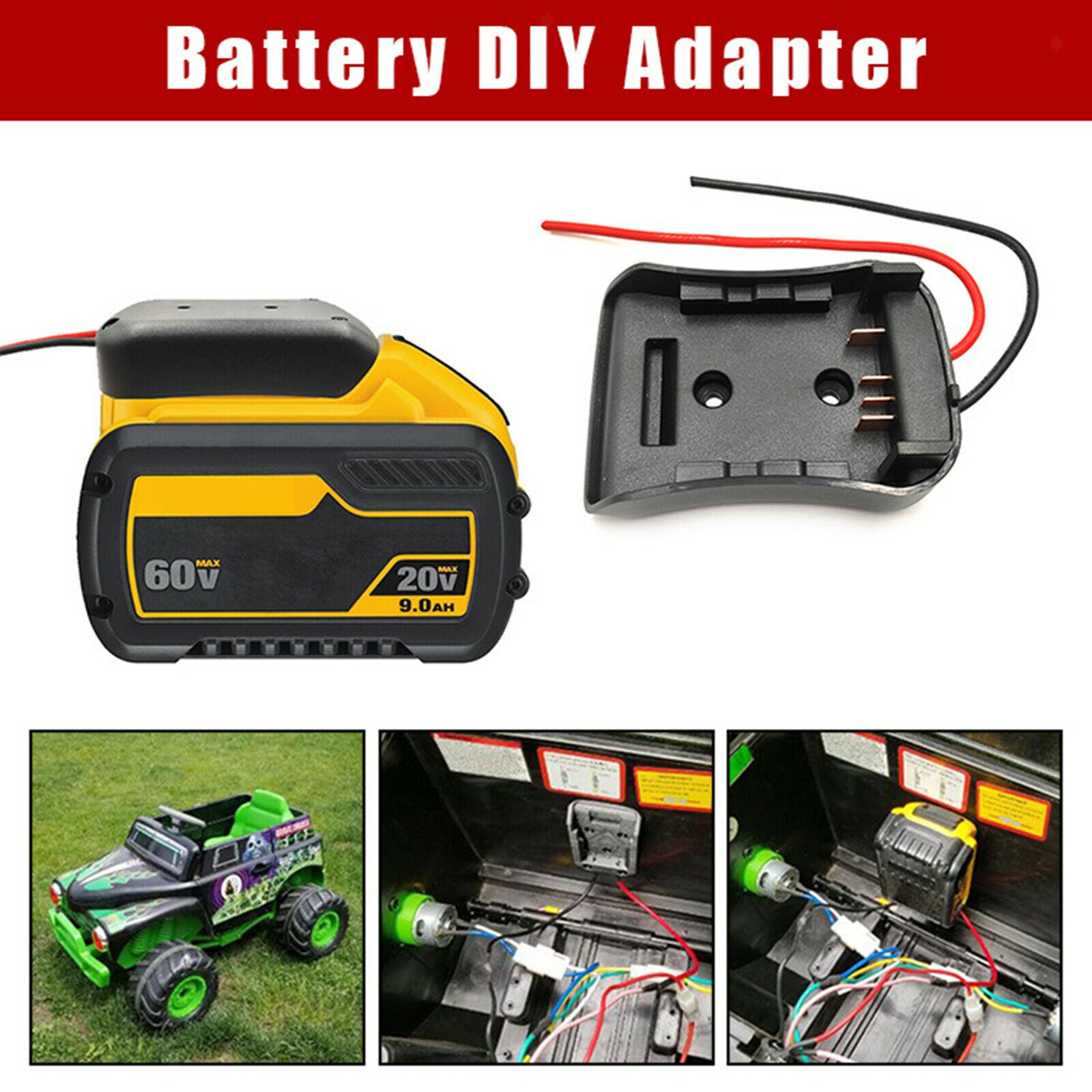 Power Wheels DIY Battery Adapter Adaptors for   Power Connector 12AWG
