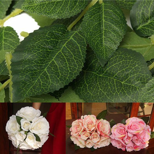 Green Artificial Silk Rose Leaf Leaves For Bouquet Garland Wedding Decor 30Pcs